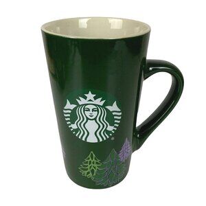 Starbucks Green Christmas Tree Holiday Coffee Mug 16 Oz Ceramic Mermaid Logo